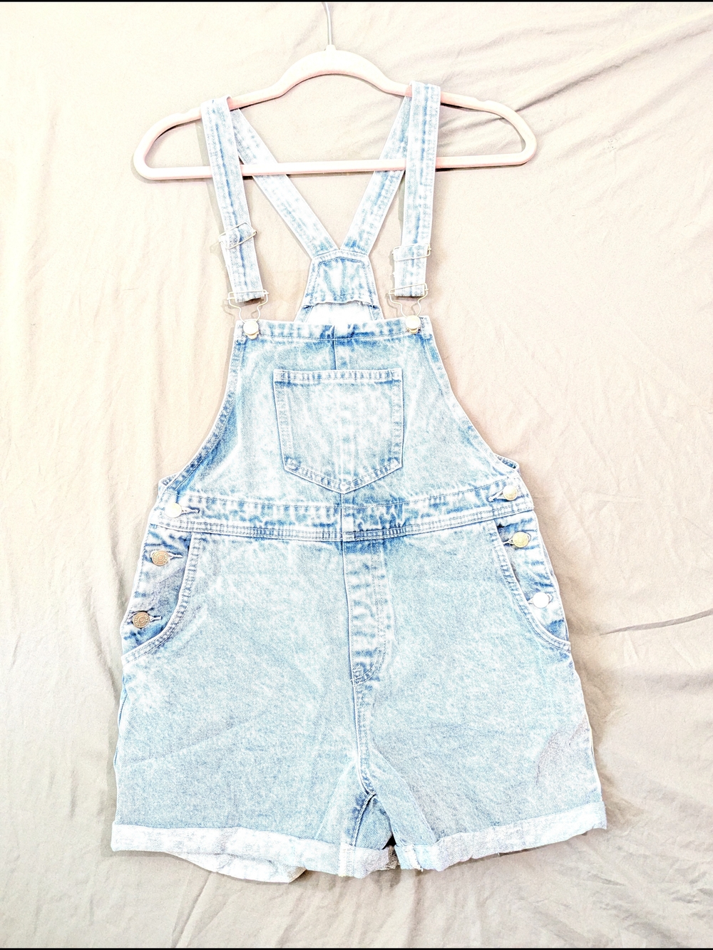 Light Wash Denim Short Overalls
